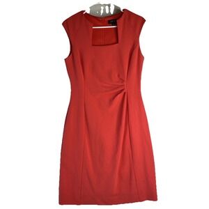 Tahari Arthur S. Levine Square Neck Sleeveless Side Ruched Office Sheath Dress 6